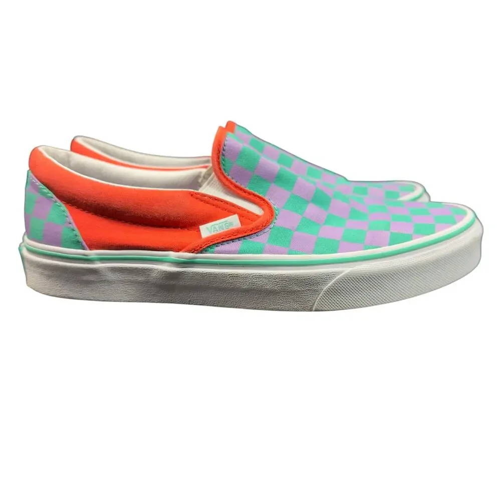 Vans Slip On Checkerboard Skate Shoe - Tomato / Orchid MEN 7/ WMN 8.5. EXCLUSIVE - Picture 10 of 16
